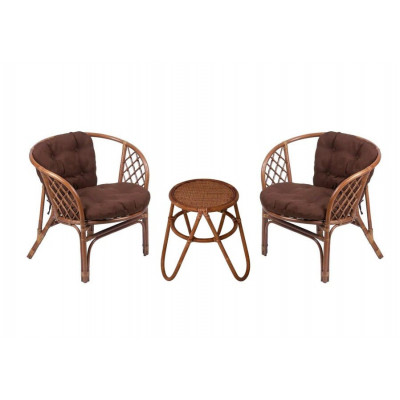 Кофейный комплект с креслами Багама (подушки коричневые)