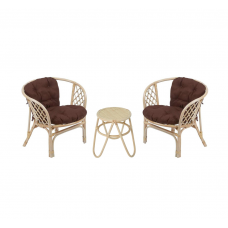 Кофейный комплект с креслами Багама (подушки коричневые)