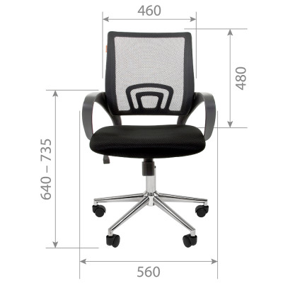 Кресло для оператора CHAIRMAN 696 хром, Сетчатый акрил/Ткань TW, цвет Черный