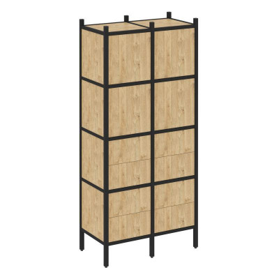 Loft Прямой стеллаж VR.L-04 Тиквуд Светлый/Металл Черный 862*446*1869