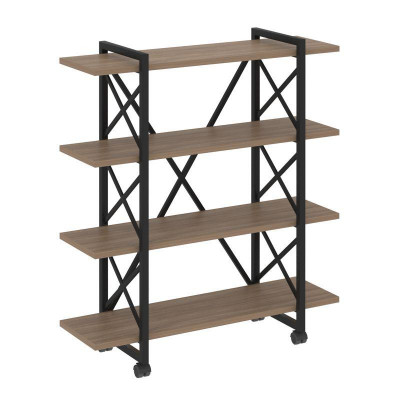 Loft Стеллаж на колесных опорах-4 полки VR.L-MST.K-4.8V Дуб Аризона/Металл Черный 1200*400*1334