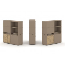 Estetica Набор №20. Тумба двойная+высокая надставка ES.NB.2V-20 Латте/Тиквуд Светлый 1500*410*1520