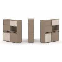 Estetica Набор №32. Тумба двойная+высокая надставка ES.NB.2V-32 Латте/Капучино 1500*410*1520