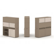 Estetica Набор №12. Тумба двойная+высокая надставка ES.NB.2V-12 Латте/Капучино 1500*410*1520