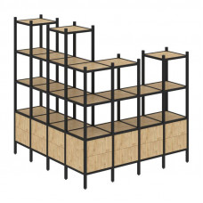 Loft Угловой внешний стеллаж наборный VR.L-55 Тиквуд Светлый/Металл Черный 1694*1694*1869
