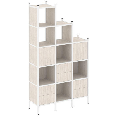 Loft Прямой стеллаж VR.L-22 Денвер Светлый/Металл Белый 1278*446*2280