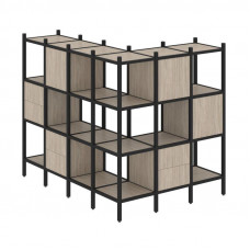 Loft Угловой внешний стеллаж наборный VR.L-52 Дуб Аттик/Металл Черный 1694*1278*1458