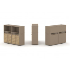 Estetica Набор №5. Тумба двойная+низкая надставка ES.NB.2N-5 Латте/Тиквуд Светлый 1500*410*1135