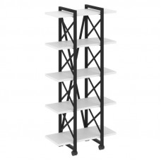 Loft Стеллаж на колесных опорах-5 полок VR.L-MST.K-5.4V Белый Бриллиант/Металл Черный 800*400*1704