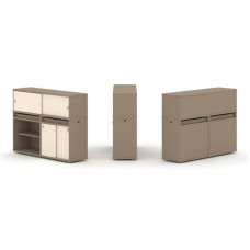 Estetica Набор №10. Тумба двойная+низкая надставка ES.NB.2N-10 Латте/Сатин 1500*410*1135