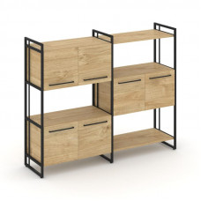 Rift Шкаф комбинированый RF.NS-004 Тиквуд Светлый/Металл Черный/Черный Ручки 1576*396*1286