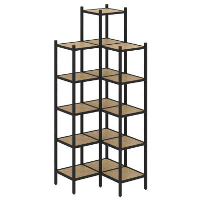 Loft Угловой внутренний стеллаж VR.L-46 Тиквуд Светлый/Металл Черный 862*862*2280