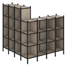 Loft Угловой внешний стеллаж наборный VR.L-60 Дуб Аттик/Металл Черный 1694*1694*1869