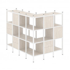 Loft Угловой внешний стеллаж наборный VR.L-52 Денвер Светлый/Металл Белый 1694*1278*1458