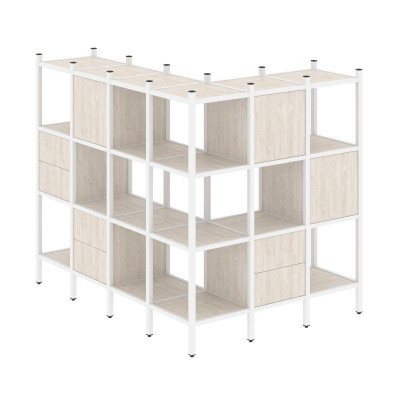 Loft Угловой внешний стеллаж наборный VR.L-52 Денвер Светлый/Металл Белый 1694*1278*1458
