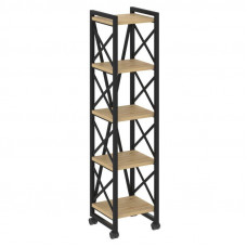 Loft Стеллаж на колесных опорах-5 полок VR.L-MST.K-5.4 Тиквуд Светлый/Металл Черный 400*400*1704