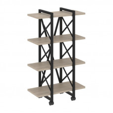 Loft Стеллаж на колесных опорах-4 полки VR.L-MST.K-4.4V Дуб Аттик/Металл Черный 800*400*1334