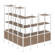 Loft Угловой внешний стеллаж наборный VR.L-55 Дуб Аризона/Металл Белый 1694*1694*1869