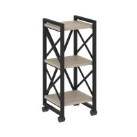 Loft Стеллаж на колесных опорах-3 полки VR.L-MST.K-3.4 Дуб Аттик/Металл Черный 400*400*968
