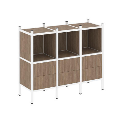 Loft Прямой стеллаж VR.L-07 Дуб Аризона/Металл Белый 1278*446*1047