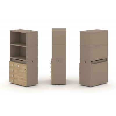 Estetica Набор №2. Тумба одиночная+высокая надставка ES.NB.1V-2 Латте/Тиквуд Светлый 750*410*1520