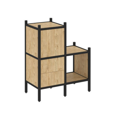 Loft Прямой стеллаж VR.L-11 Тиквуд Светлый/Металл Черный 862*446*1047