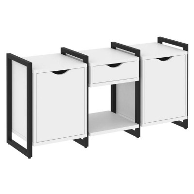 Loft Тумба на регулируемых опорах VR.L-TN-7.O Белый Бриллиант/Металл Черный 1440*460*719