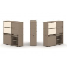 Estetica Набор №23. Тумба двойная+высокая надставка ES.NB.2V-23 Латте/Сатин 1500*410*1520