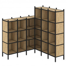 Loft Угловой внутренний стеллаж VR.L-50 Тиквуд Светлый/Металл Черный 1694*1694*1869