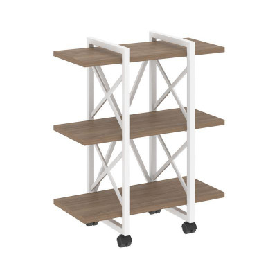 Loft Стеллаж на колесных опорах-3 полки VR.L-MST.K-3.4V Дуб Аризона/Металл Белый 800*400*968