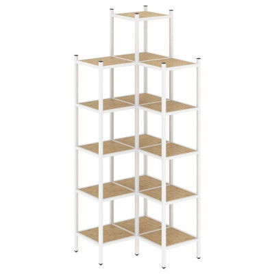 Loft Угловой внутренний стеллаж VR.L-46 Тиквуд Светлый/Металл Белый 862*862*2280