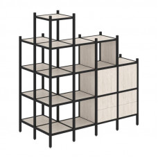 Loft Угловой внешний стеллаж наборный VR.L-58 Денвер Светлый/Металл Черный 862*1694*1869