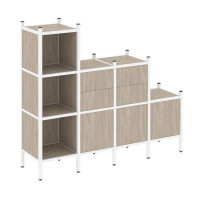 Loft Прямой стеллаж VR.L-17 Дуб Аттик/Металл Белый 1694*446*1458