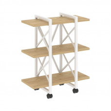 Loft Стеллаж на колесных опорах-3 полки VR.L-MST.K-3.4V Тиквуд Светлый/Металл Белый 800*400*968