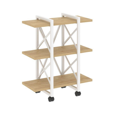 Loft Стеллаж на колесных опорах-3 полки VR.L-MST.K-3.4V Тиквуд Светлый/Металл Белый 800*400*968