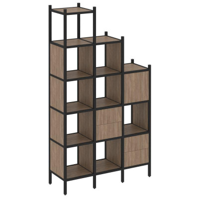 Loft Прямой стеллаж VR.L-21 Дуб Аризона/Металл Черный 1278*446*2280