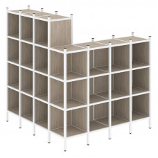 Loft Угловой внешний стеллаж наборный VR.L-60 Дуб Аттик/Металл Белый 1694*1694*1869