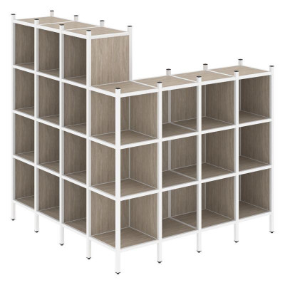 Loft Угловой внешний стеллаж наборный VR.L-60 Дуб Аттик/Металл Белый 1694*1694*1869