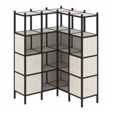 Loft Угловой внутренний стеллаж VR.L-33 Денвер Светлый/Металл Черный 1278*1278*1869