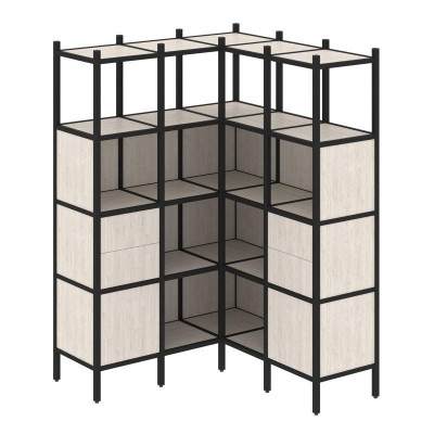 Loft Угловой внутренний стеллаж VR.L-33 Денвер Светлый/Металл Черный 1278*1278*1869