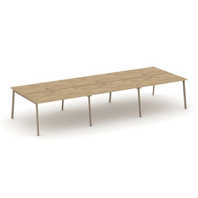 Estetica Рабочая станция 6 мест ES.D.RS-6.3-LP Тиквуд Светлый/Металл Латте 4140*1500*750