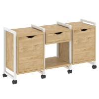 Loft Тумба на колесных опорах VR.L-TN-7.K Тиквуд Светлый/Металл Белый 1440*460*767