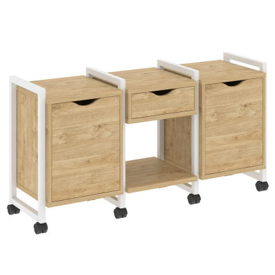 Loft Тумба на колесных опорах VR.L-TN-7.K Тиквуд Светлый/Металл Белый 1440*460*767