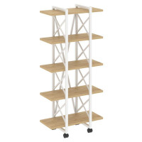 Loft Стеллаж на колесных опорах-5 полок VR.L-MST.K-5.4V Тиквуд Светлый/Металл Белый 800*400*1704