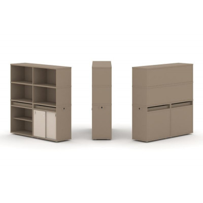 Estetica Набор №13. Тумба двойная+высокая надставка ES.NB.2V-13 Латте/Капучино 1500*410*1520