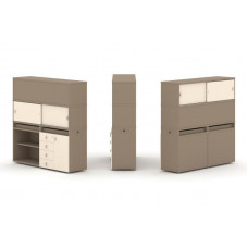 Estetica Набор №12. Тумба двойная+высокая надставка ES.NB.2V-12 Латте/Сатин 1500*410*1520