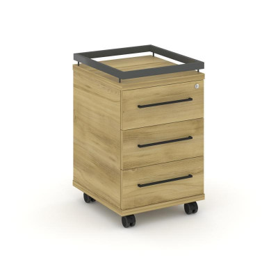 Rift Тумба мобильная усиленная + рамка RF.TM-003 Дуб Винченцо/Металл Антрацит/Черный Ручки 416*460*6