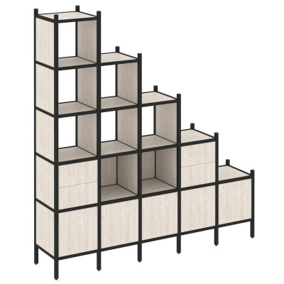 Loft Прямой стеллаж VR.L-23 Денвер Светлый/Металл Черный 2110*446*2280