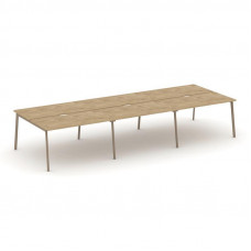 Estetica Рабочая станция 6 мест ES.D.RS-6.3-VP Тиквуд Светлый/Металл Латте 4140*1500*750