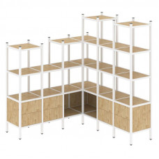 Loft Угловой внутренний стеллаж VR.L-41 Тиквуд Светлый/Металл Белый 1694*1694*1869